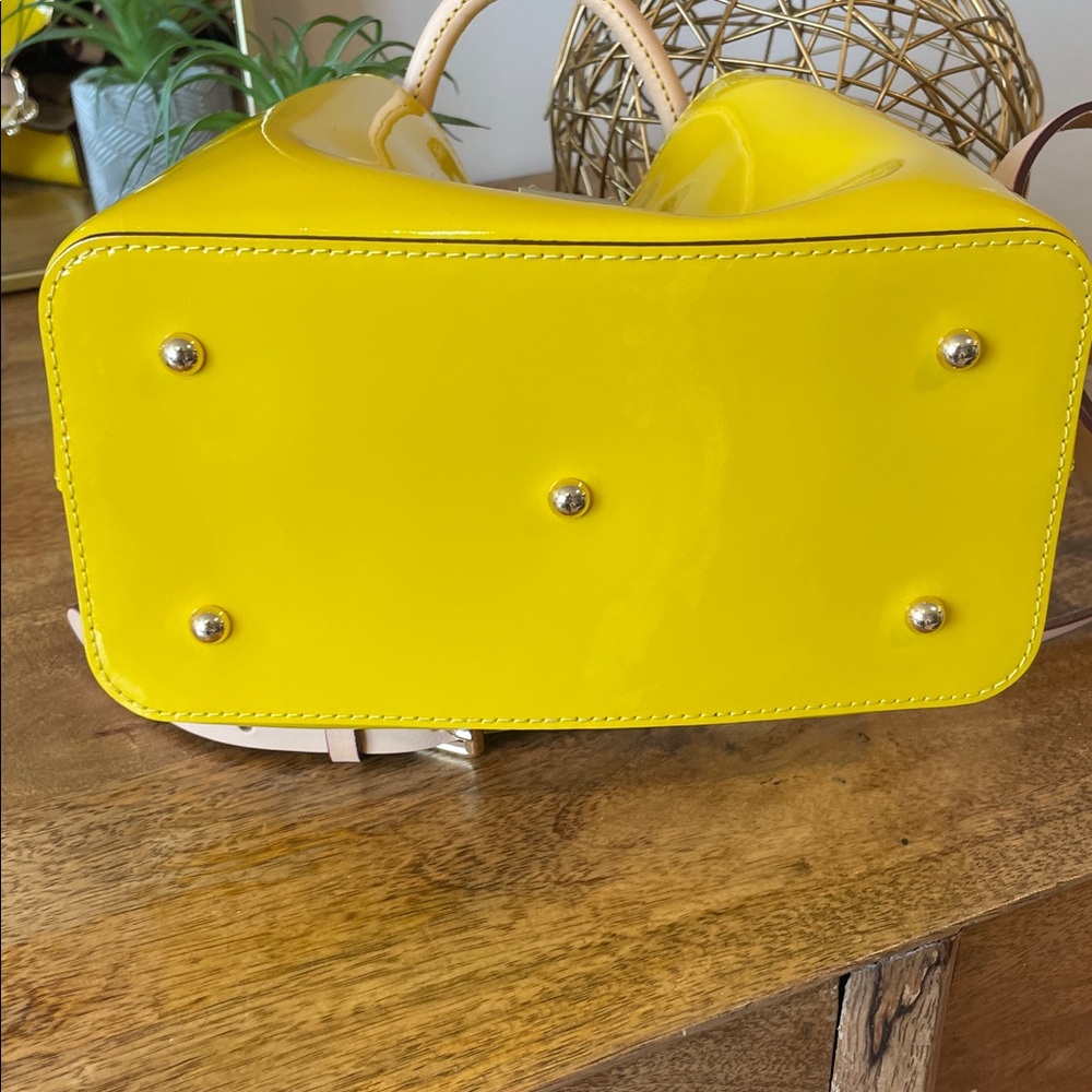Dooney & Bourke Mini Barlow Tote With Crossbody Strap Patent Leather Yellow‎ NEW - Picture 9 of 10
